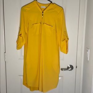 Yellow dress half zip in front